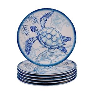 Certified International Oceanic 9” Melamine Salad Plate, Set of 6 Sea Turtle